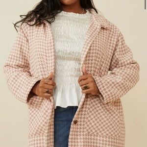 Pink and White Teddy Jacket Cozy Oversized Fit